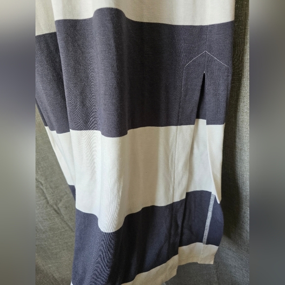 Splendid Jenna Striped Midi Tank Dress Blue/White Side Slit Size M Racerback - Picture 3 of 6